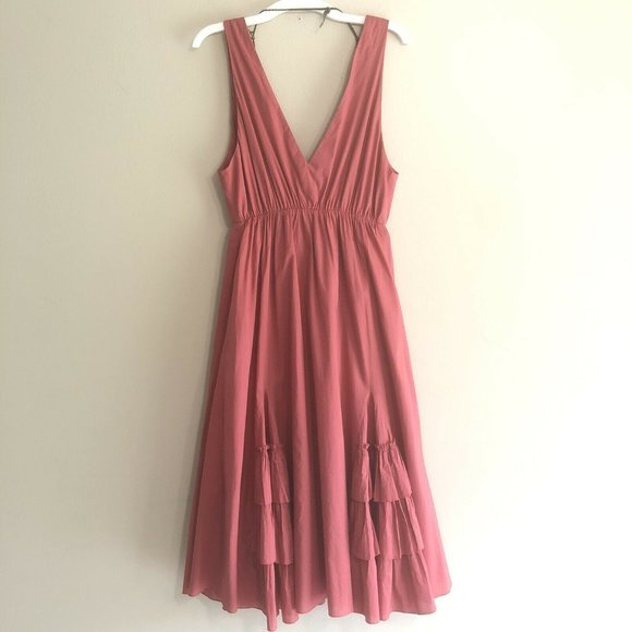 BCBG MAXAZRIA V Neck Sleeveless Terracotta Dress M - Picture 6 of 10